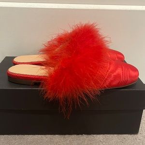 JCrew Feather Mule Moire Red 6M